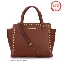 michael kors selma studded saffiano groot bruin bakken Store Amsterdam 7a79k206